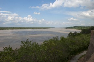 Looking down at the Mississippi River from Vicksburg, MS